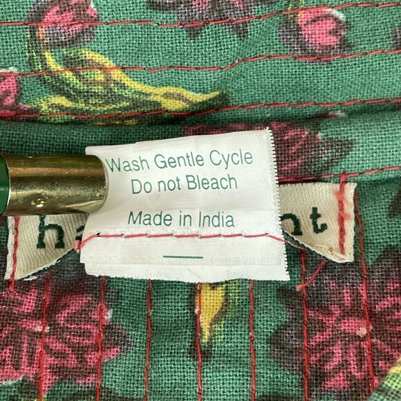 Handprint Long Sleeve Open Front Jacket Women’s M/L Orange Green Floral Cotton - Picture 7 of 16